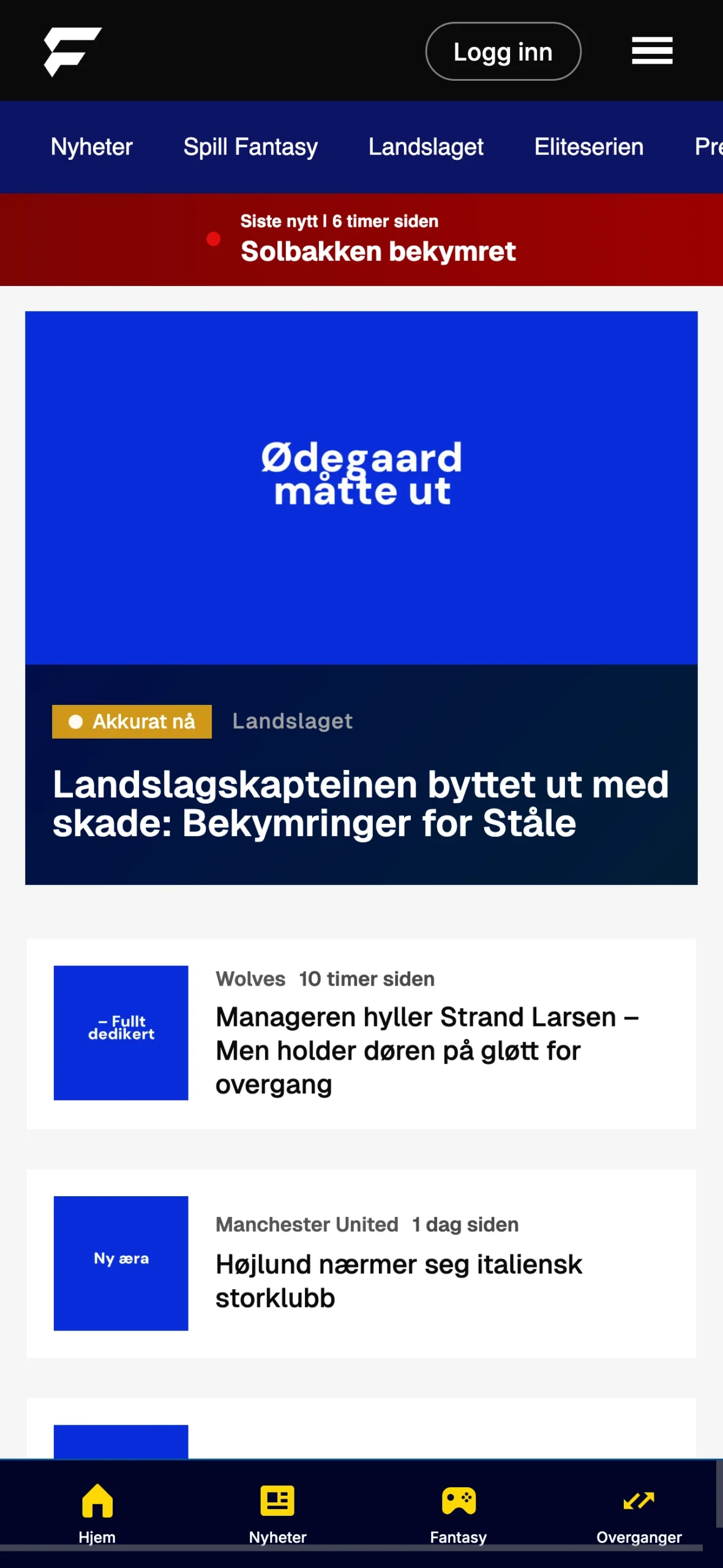 Egenutviklet 5-a-side fantasy-spill